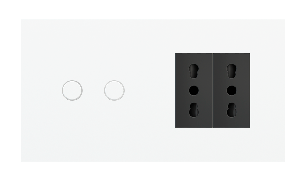 Magnetic plate 2-fold for 2-rocker push button + (45x45 mm window) Proxima series Metal Pure White + customization