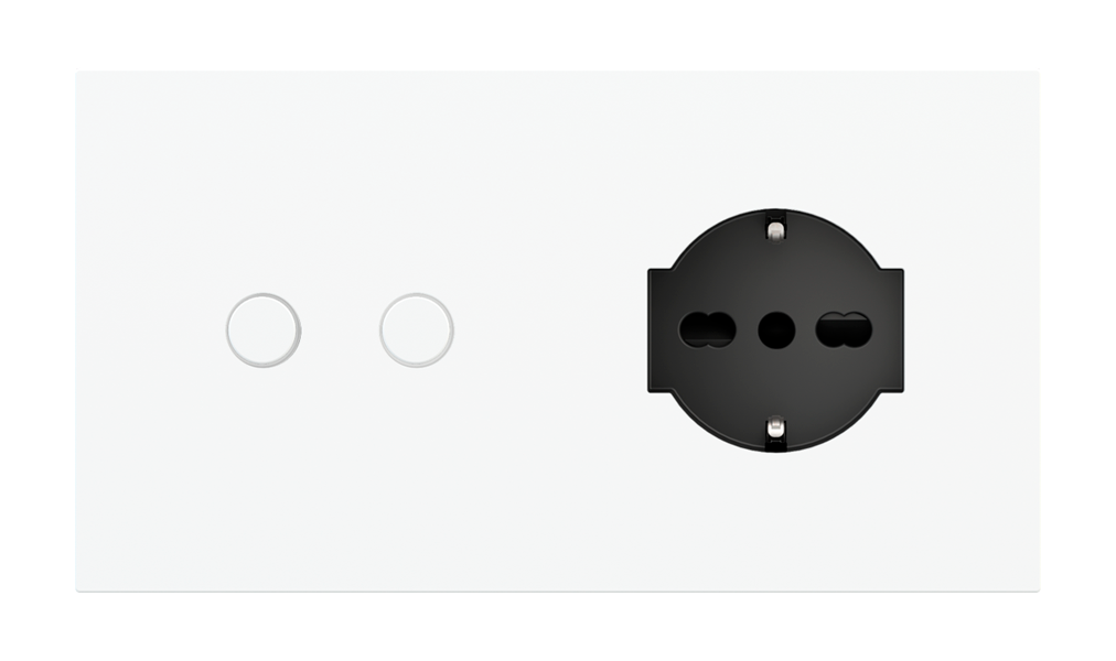 Magnetic plate with 2 positions for a 2-rocker push button + IT UNEL power socket Proxima series Metal Black Metal