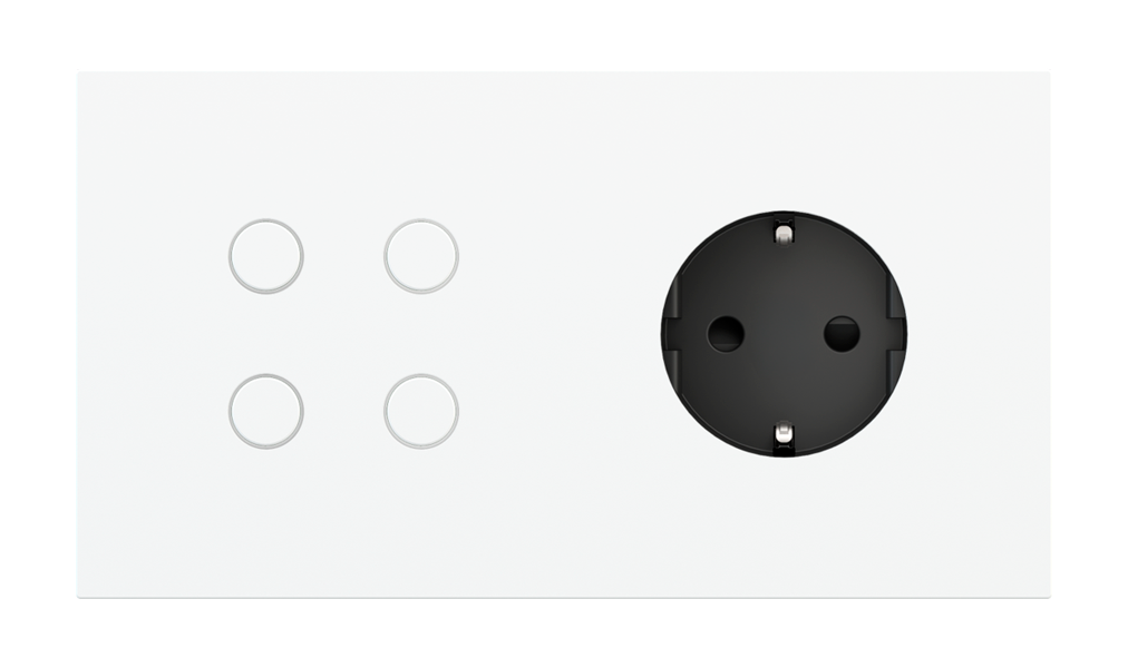 Magnetic plate 2-fold for 4-rocker push button + Schuko, French, Israeli power socket Proxima series Metal Insense Black