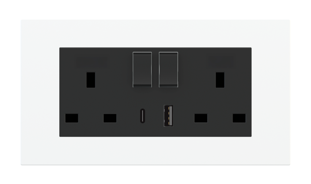 Double front cover Anthracite grey (RAL 7016) - UK USB A/C