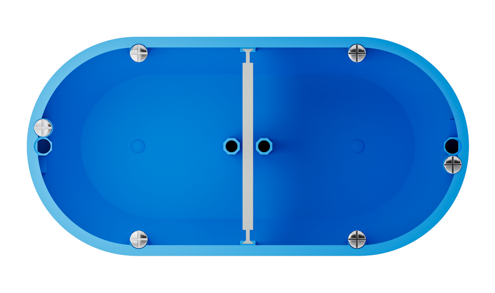 2-fold flush-mounting box suitable for movable walls with a thickness from 7 to 40 mm (Simet P2X60D model)