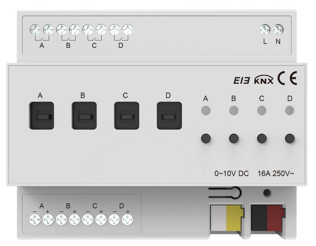 KNX 4-channel 0-10V dimming module is specifically designed for premium smart ho