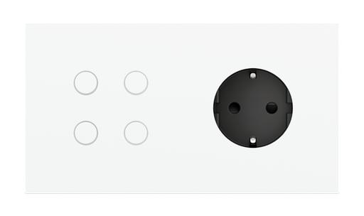 [EK-P2A-4T-SHA] Magnetic plate 2-fold for 4-rocker push button + power socket Schuko, French, Israeli Proxima series Metal Champagne