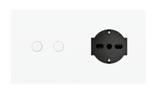 [EK-P2A-4U-SHA] Magnetic plate 2-fold for 4-rocker push button + IT UNEL power socket Proxima series Metal Champagne